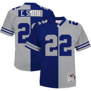 Men Dallas Cowboys #22 Emmitt Smith Navy/Silver Split Stitched Jersey