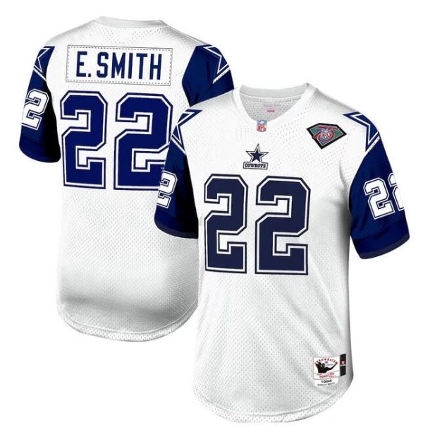 Men Dallas Cowboys #22 Emmitt Smith White 1996 Throwback Football Stitched Jersey