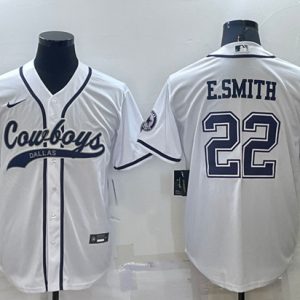 Men Dallas Cowboys #22 Emmitt Smith White Cool Base Stitched Baseball Jersey