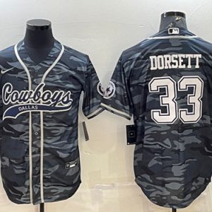 Men Dallas Cowboys #33 Tony Dorsett Gray Camo With Patch Cool Base Stitched Baseball Jersey