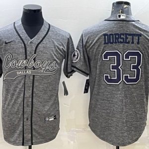 Men Dallas Cowboys #33 Tony Dorsett Gray With Patch Cool Base Stitched Baseball Jersey