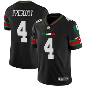 Men Dallas Cowboys #4 Dak Prescott Black Mexico Vapor Limited Stitched Football Jersey