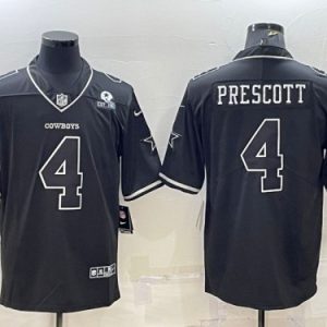 Men Dallas Cowboys #4 Dak Prescott Black With 1960 Patch Limited Stitched Football Jersey