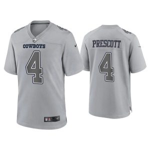 Men Dallas Cowboys #4 Dak Prescott Gray Atmosphere Fashion Stitched Game Jersey