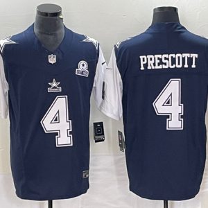 Men Dallas Cowboys #4 Dak Prescott Navy 2023 F.U.S.E. With 1960 Patch Vapor Limited Stitched Football Jersey