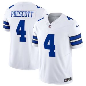 Men Dallas Cowboys #4 Dak Prescott White 2023 F.U.S.E. Vapor Limited Stitched Football Jersey