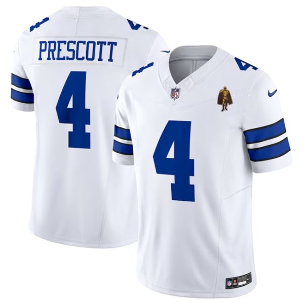 Men Dallas Cowboys #4 Dak Prescott White 2023 F.U.S.E. With Walter Payton Patch Vapor Limited Football Stitched Jersey