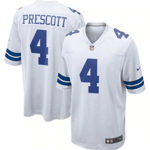 Men Dallas Cowboys #4 Dak Prescott White Stitched Game Jersey