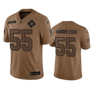 Men Dallas Cowboys #55 Leighton Vander Esch 2023 Brown Salute To Service Limited Football Stitched Jersey