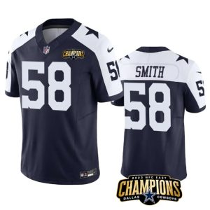 Men Dallas Cowboys #58 Mazi Smith Navy/White 2023 F.U.S.E. NFC East Champions Patch Football Stitched Jersey