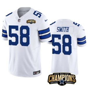 Men Dallas Cowboys #58 Mazi Smith White 2023 F.U.S.E. NFC East Champions Patch Football Stitched Jersey