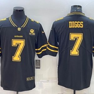 Men Dallas Cowboys #7 Trevon Diggs Black Gold Edition With 1960 Patch Limited Stitched Football Jersey