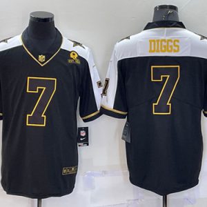 Men Dallas Cowboys #7 Trevon Diggs Black Gold Thanksgiving With Patch Stitched Jersey