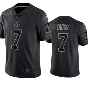 Men Dallas Cowboys #7 Trevon Diggs Black Reflective Limited Stitched Football Jersey