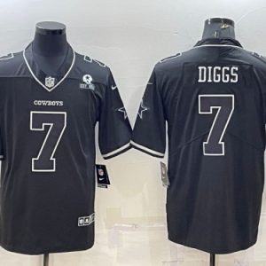 Men Dallas Cowboys #7 Trevon Diggs Black With 1960 Patch Limited Stitched Football Jersey