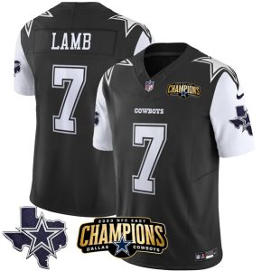 Men Dallas Cowboys #7 Trevon Diggs Black/White 2023 F.U.S.E. NFC East Champions Ptach Football Stitched Jersey