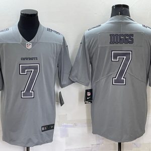 Men Dallas Cowboys #7 Trevon Diggs Gray Atmosphere Fashion Stitched Jersey