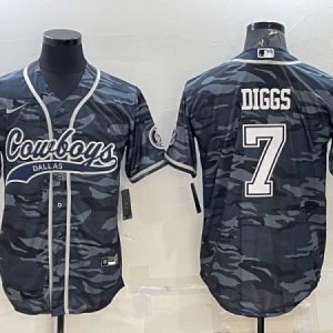 Men Dallas Cowboys #7 Trevon Diggs Gray Camo With Patch Cool Base Stitched Baseball Jersey