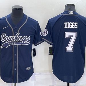 Men Dallas Cowboys #7 Trevon Diggs Navy Cool Base Stitched Baseball Jersey