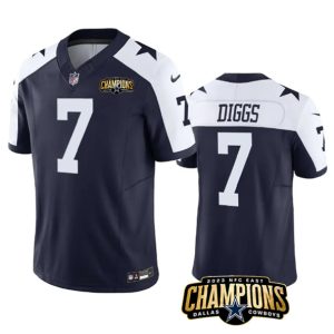 Men Dallas Cowboys #7 Trevon Diggs Navy/White 2023 F.U.S.E. NFC East Champions Patch Football Stitched Jersey