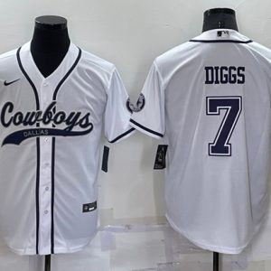 Men Dallas Cowboys #7 Trevon Diggs White Cool Base Stitched Baseball Jersey