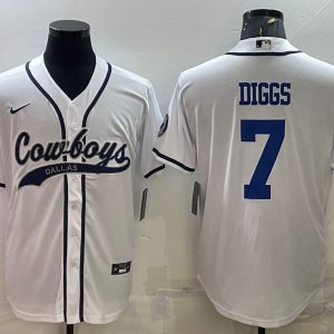 Men Dallas Cowboys #7 Trevon Diggs White Cool Base Stitched Baseball Jersey