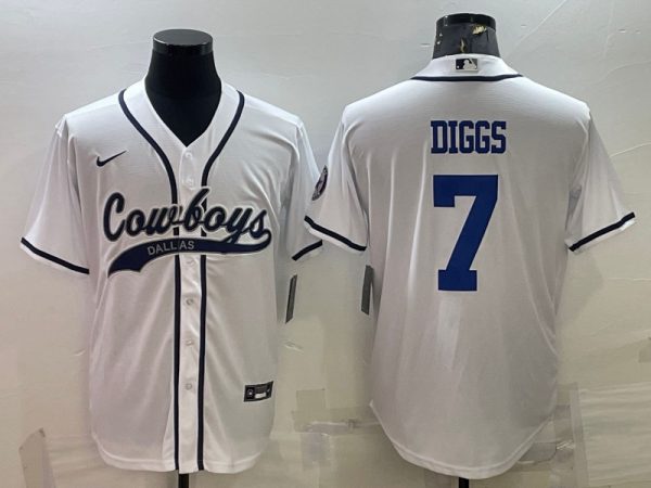 Men Dallas Cowboys #7 Trevon Diggs White Cool Base Stitched Baseball Jersey