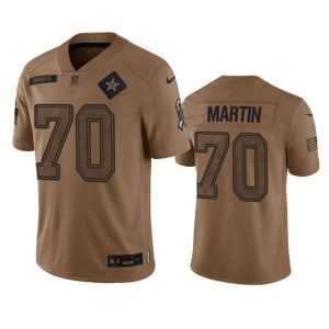 Men Dallas Cowboys #70 Zack Martin 2023 Brown Salute To Service Limited Football Stitched Jersey