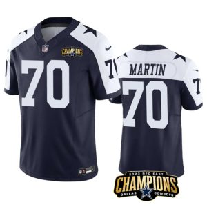 Men Dallas Cowboys #70 Zack Martin Navy/White 2023 F.U.S.E. NFC East Champions Patch Football Stitched Jersey