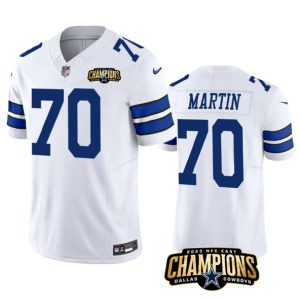 Men Dallas Cowboys #70 Zack Martin White 2023 F.U.S.E. NFC East Champions Patch Football Stitched Jersey