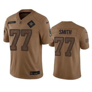 Men Dallas Cowboys #77 Tyron Smith 2023 Brown Salute To Service Limited Football Stitched Jersey