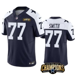 Men Dallas Cowboys #77 Tyron Smith Navy/White 2023 F.U.S.E. NFC East Champions Patch Football Stitched Jersey