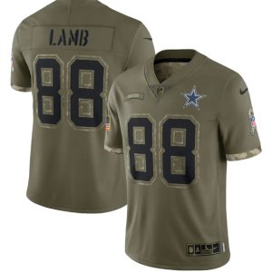 Men Dallas Cowboys #88 CeeDee Lamb 2022 Olive Salute To Service Limited Stitched Jersey