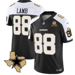 Men Dallas Cowboys #88 CeeDee Lamb 2023 F.U.S.E. Black/White With Established In 1960 Patch Football Stitched Jersey