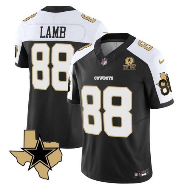 Men Dallas Cowboys #88 CeeDee Lamb 2023 F.U.S.E. Black/White With Established In 1960 Patch Football Stitched Jersey