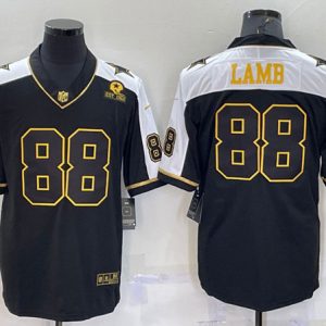 Men Dallas Cowboys #88 CeeDee Lamb Black Gold Thanksgiving With Patch Stitched Jersey