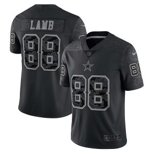 Men Dallas Cowboys #88 CeeDee Lamb Black Reflective Limited Stitched Football Jersey