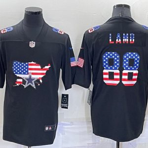 Men Dallas Cowboys #88 CeeDee Lamb Black USA Flag Limited Stitched Jersey