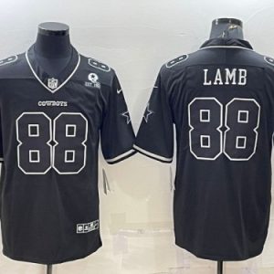 Men Dallas Cowboys #88 CeeDee Lamb Black With 1960 Patch Limited Stitched Football Jersey