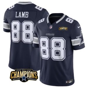 Men Dallas Cowboys #88 CeeDee Lamb Navy 2023 F.U.S.E. NFC East Champions Patch Football Stitched Jersey