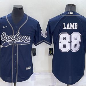 Men Dallas Cowboys #88 CeeDee Lamb Navy Cool Base Stitched Baseball Jersey