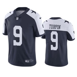 Men Dallas Cowboys #9 KaVontae Turpin Navy/White Thanksgiving Vapor Limited Football Stitched Game Jersey