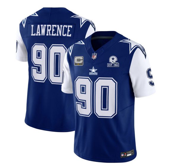 Men Dallas Cowboys #90 DeMarcus Lawrence Navy 2023 F.U.S.E. With 1960 Patch Vapor Limited Football Stitched Jersey