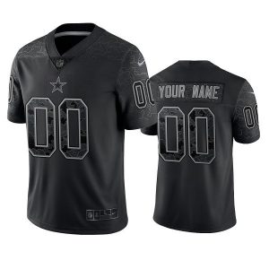 Men Dallas Cowboys Active Player Custom Black Reflective Limited Stitched Football Jersey