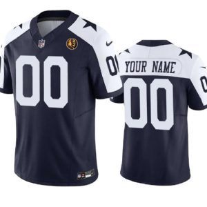 Men Dallas Cowboys Active Player Custom Navy 2023 F.U.S.E. With John Madden Patch Vapor Limited Football Stitched Jersey