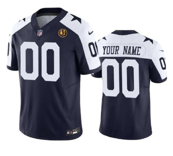 Men Dallas Cowboys Active Player Custom Navy 2023 F.U.S.E. With John Madden Patch Vapor Limited Football Stitched Jersey