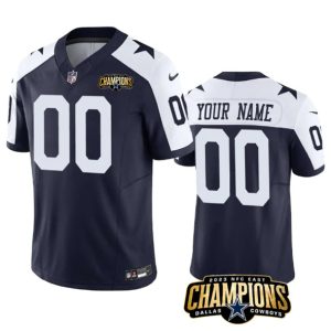 Men Dallas Cowboys Active Player Custom Navy/White 2023 F.U.S.E. NFC East Champions Patch Football Stitched Jersey