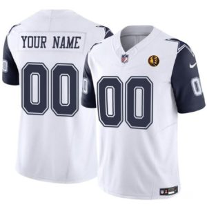 Men Dallas Cowboys Active Player Custom White 2023 F.U.S.E. With John Madden Patch Vapor Limited Football Stitched Jersey