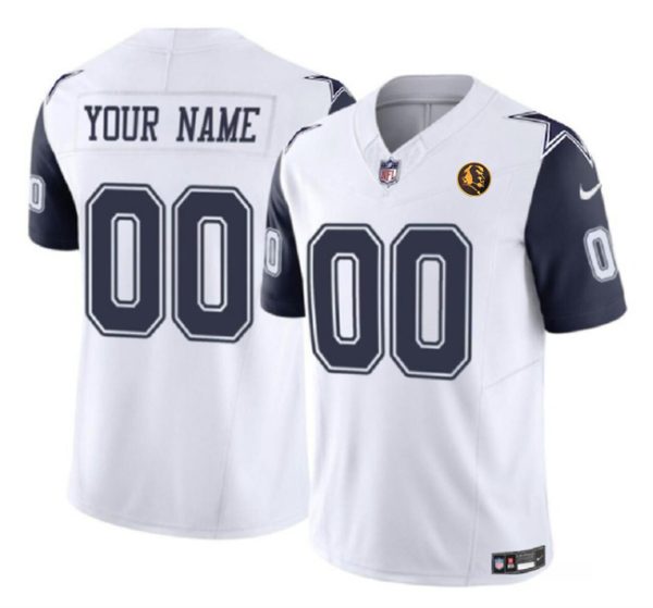 Men Dallas Cowboys Active Player Custom White 2023 F.U.S.E. With John Madden Patch Vapor Limited Football Stitched Jersey