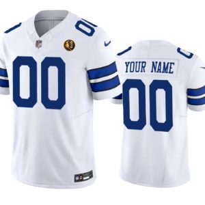 Men Dallas Cowboys Active Player Custom White 2023 F.U.S.E. With John Madden Patch Vapor Limited Football Stitched Jersey